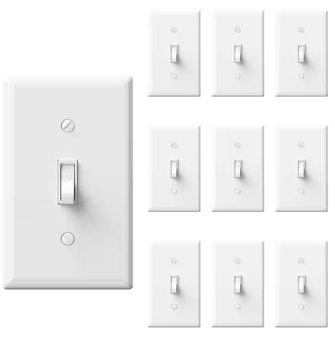 Elegrp Toggle Switch with Midway Wall Plate 10 Pack White