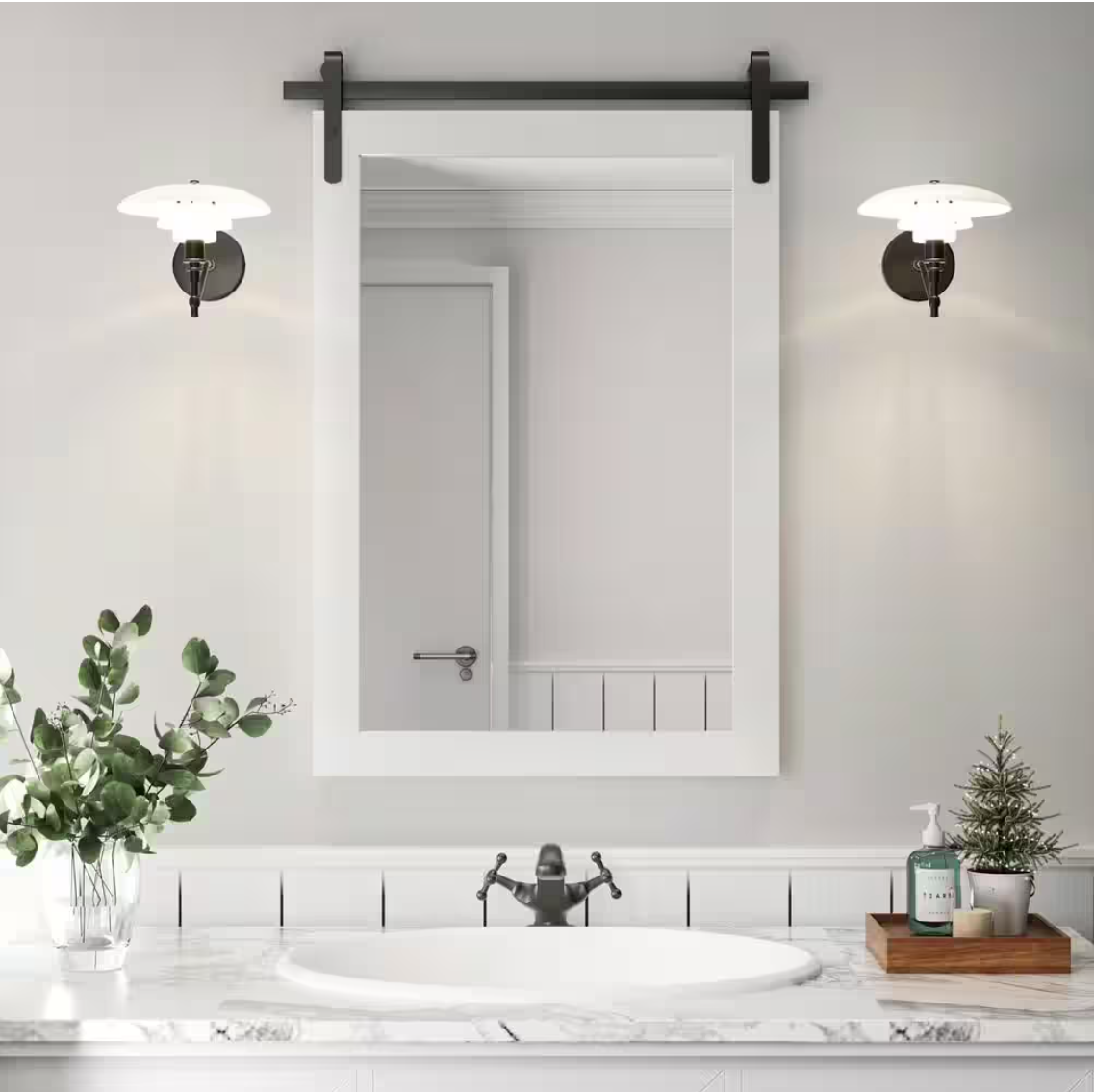 18 in. W X 26 in. H Medium Rectangle Mirror Wood Framed Wall Mirror Bathroom Mirror Vanity Mirror Accent Mirror in White