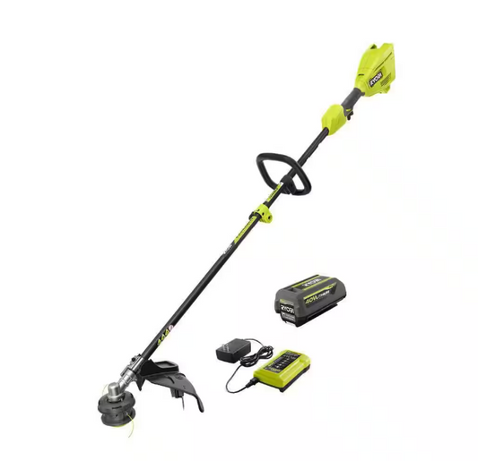 RYOBI 40V 15 in. Expand-It Cordless Battery Attachment Capable String Trimmer with 4.0 Ah Battery and Charger