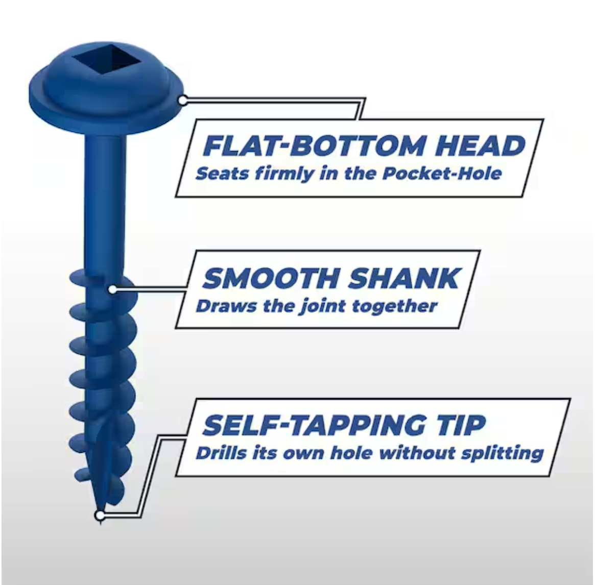 Kreg #8 x 2-1/2 in. Square Drive Round Head Blue Kote Coarse Pocket-Hole Screw (125-Pack)