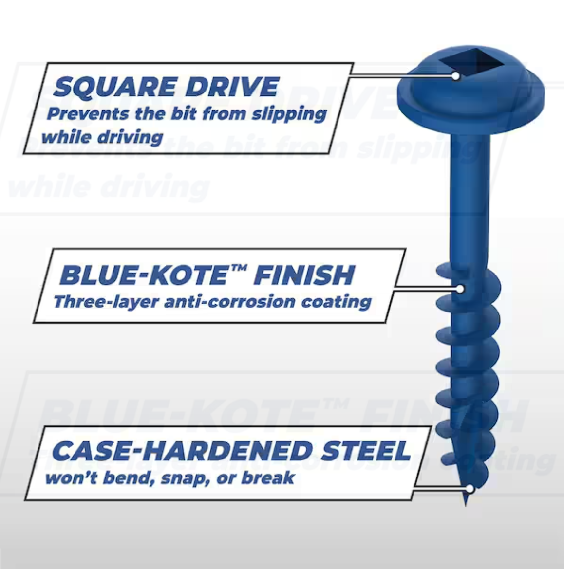 Kreg #8 x 2-1/2 in. Square Drive Round Head Blue Kote Coarse Pocket-Hole Screw (125-Pack)