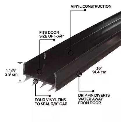 M-D Building Products 36 in. Brown Vinyl U-Shape Screw-on Under Door Seal