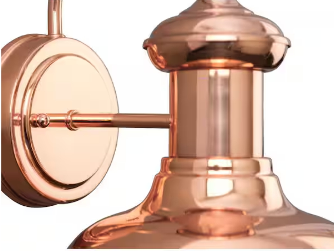 Progress Lighting Brookside Collection 12 in.1-Light Solid Copper Farmhouse Outdoor Medium Wall Lantern Light