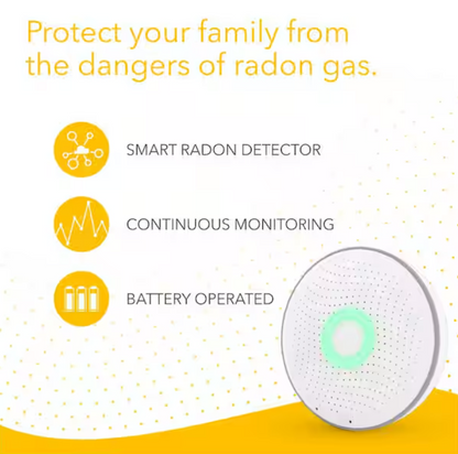 Airthings Wave Radon Battery Operated Smart Radon Detector