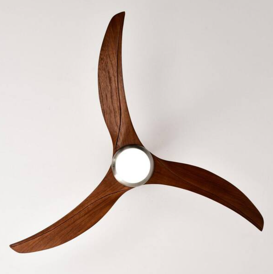 bessten 52 in. Brushed Nickel Indoor Outdoor Ceiling Fan with Reversible Red Walnut Blades, LED Light and Remote, Downrod Mount