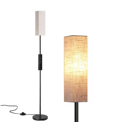 DEWENWILS 65 in. Modern Black Dimmable Floor Lamp for Living Room with Fabric Rectangular Shade