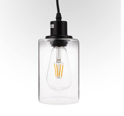 Briignite Matte Black Rustic Industrial 60-Watt 1-Light Mini Pendant Light with Glass Shade (2-Pack)