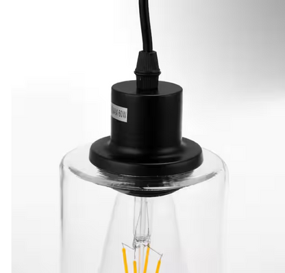 Briignite Matte Black Rustic Industrial 60-Watt 1-Light Mini Pendant Light with Glass Shade (2-Pack)