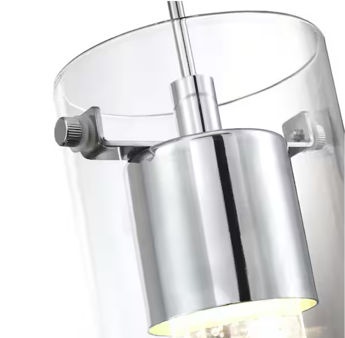 Uixe 8.5-Watt Integrated LED Chrome Pendant with Crystal Bubble Glass Shade