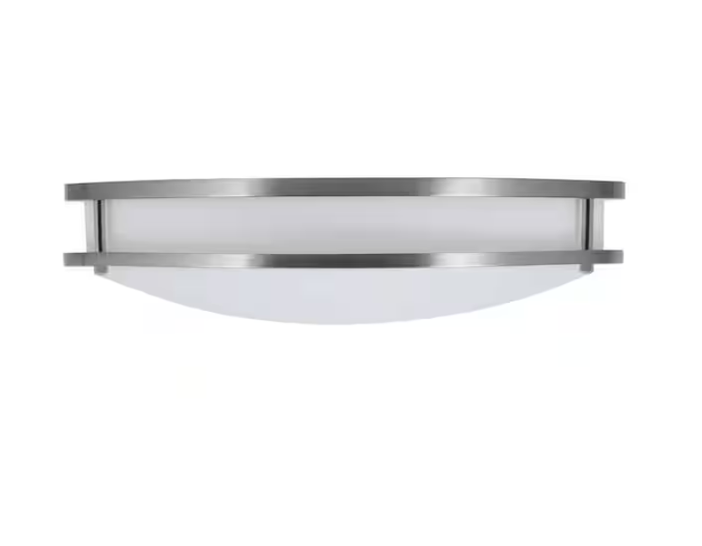 Commercial Electric Commercial Electric 16 in. Transitional Brushed Nickel Integrated LED Smart Home Flush Mount for Kitchens