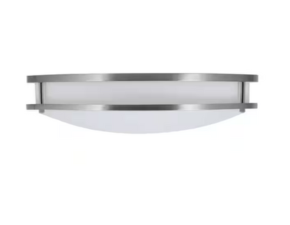Commercial Electric Commercial Electric 16 in. Transitional Brushed Nickel Integrated LED Smart Home Flush Mount for Kitchens
