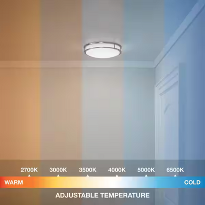 Commercial Electric Commercial Electric 16 in. Transitional Brushed Nickel Integrated LED Smart Home Flush Mount for Kitchens