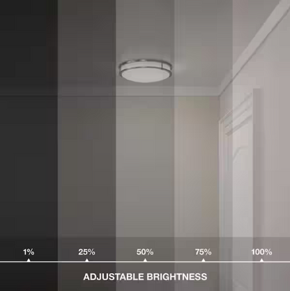 Commercial Electric Commercial Electric 16 in. Transitional Brushed Nickel Integrated LED Smart Home Flush Mount for Kitchens