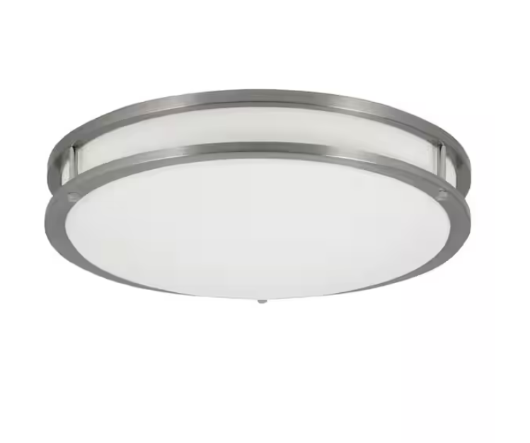 Commercial Electric Commercial Electric 16 in. Transitional Brushed Nickel Integrated LED Smart Home Flush Mount for Kitchens
