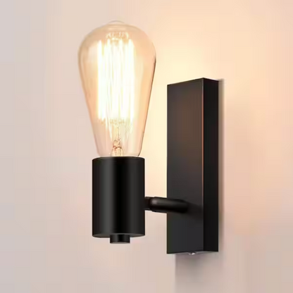 YANSUN 2.76 in. 1-Light Matte Black Vintage Industrial Bulb Wall Sconce for Bathroom Stair Bedroom