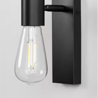 YANSUN 2.76 in. 1-Light Matte Black Vintage Industrial Bulb Wall Sconce for Bathroom Stair Bedroom