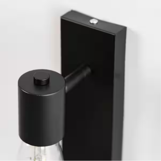 YANSUN 2.76 in. 1-Light Matte Black Vintage Industrial Bulb Wall Sconce for Bathroom Stair Bedroom