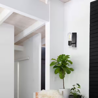 YANSUN 2.76 in. 1-Light Matte Black Vintage Industrial Bulb Wall Sconce for Bathroom Stair Bedroom