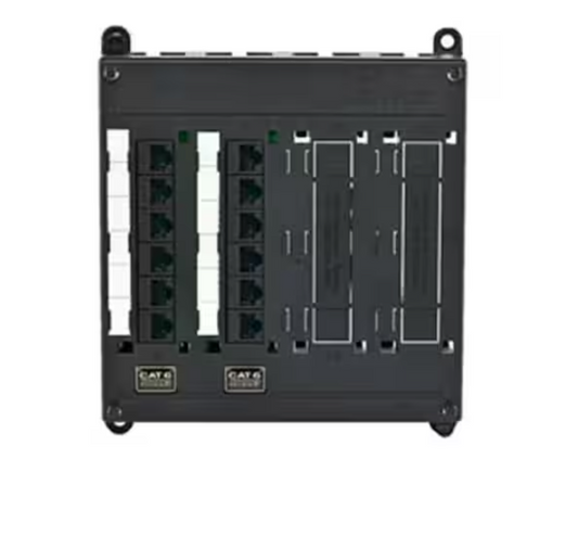 Leviton Structured Media Twist & Mount Patch Panel with 12 Cat 6 Ports - Black 476TM-612