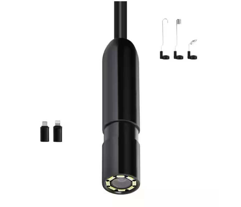 SVOPES 1920P HD Endoscope with 49.2 ft. Semi-Rigid Cable, 8 LEDs, 2X Zoom, IP67 Waterproof. Compatible with Android/iOS
