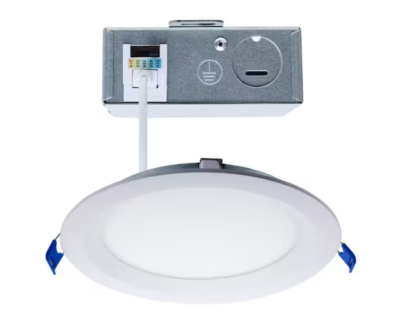 SATCO 6 in. Adjustable CCT Canless New Construction IC Rated Dimmable Indoor Round Integrated LED Recessed Light Trim