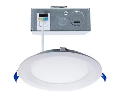 SATCO 6 in. Adjustable CCT Canless New Construction IC Rated Dimmable Indoor Round Integrated LED Recessed Light Trim