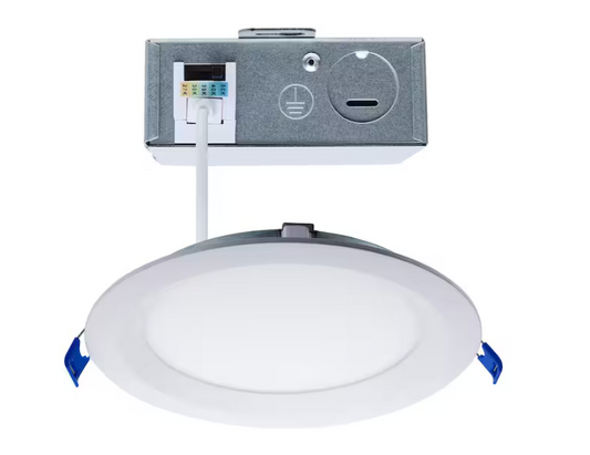 SATCO 6 in. Adjustable CCT Canless New Construction IC Rated Dimmable Indoor Round Integrated LED Recessed Light Trim
