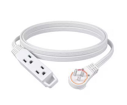 DEWENWILS 10ft. SPT-3,16 Awg /3Conductors Flat Power Cable, Indoor/Outdoor Extension Cord with 3Prong Ultra Thin Power Strip,White