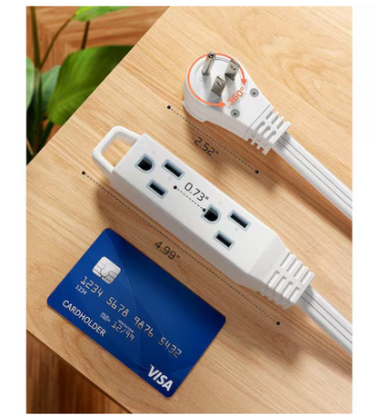 DEWENWILS 10ft. SPT-3,16 Awg /3Conductors Flat Power Cable, Indoor/Outdoor Extension Cord with 3Prong Ultra Thin Power Strip,White