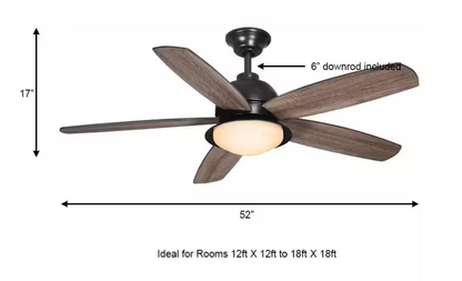 Ackerly 52 in. Indoor/Covered Outdoor LED Natural Iron Ceiling Fan with Light