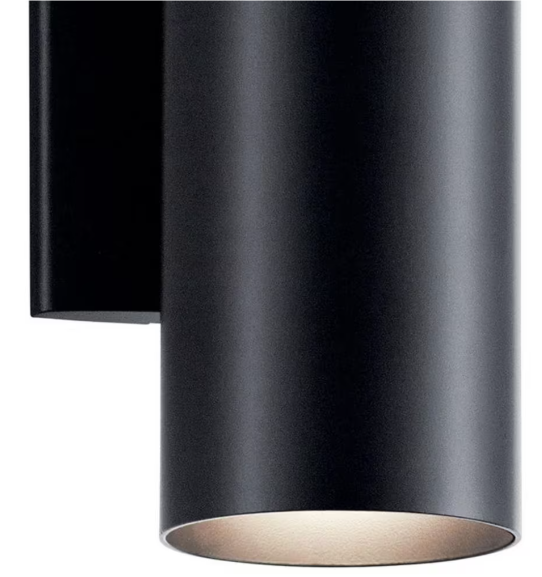 Kichler Independence 15 in. 2-Light Black Outdoor Hardwired Wall Cylinder Sconce