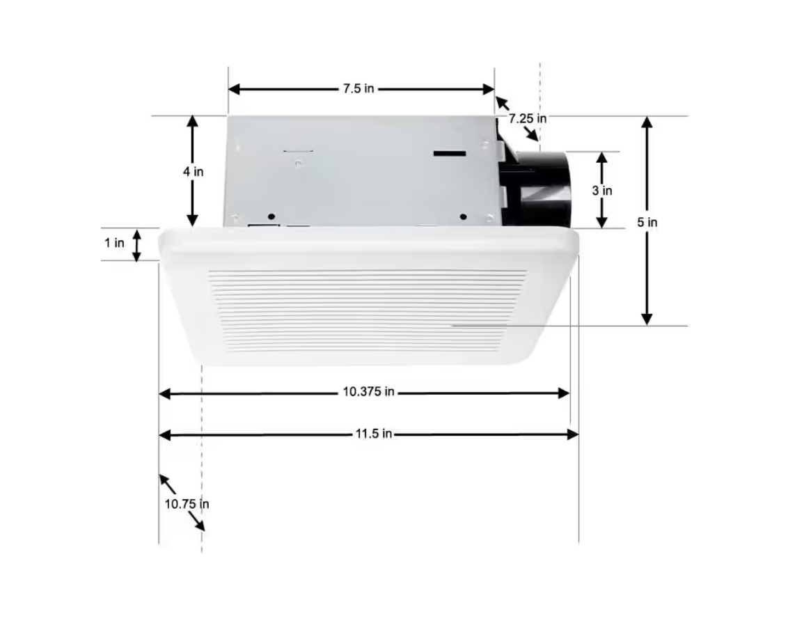 Hampton Bay 1001 419 054 Ultra Quiet Ventilation Exhaust Fan White Finish 50 CFM