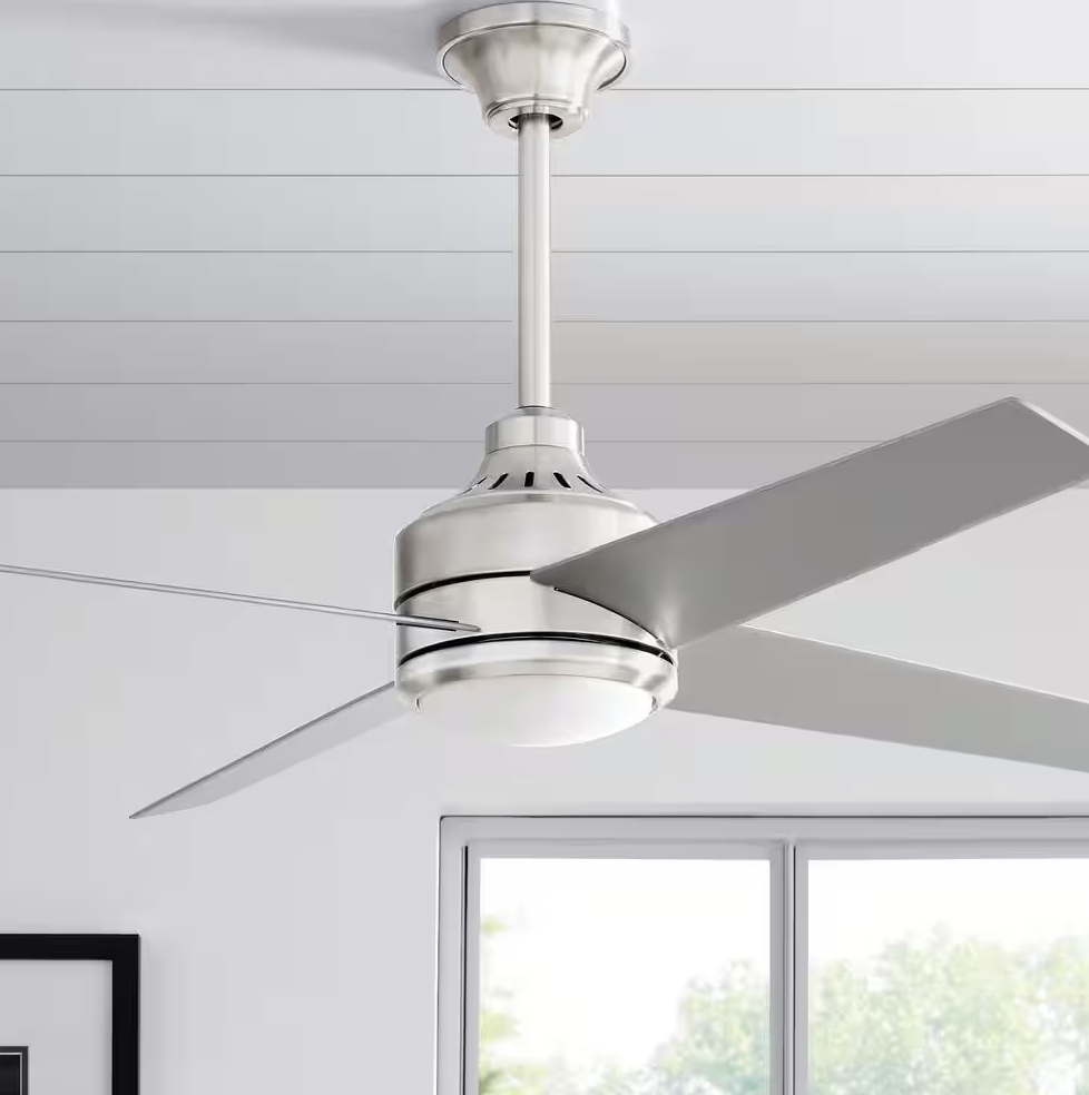 Home Decorators Collection Mercer 52 in. LED Indoor Brushed Nickel Ceiling Fan with Light Kit and Remote Control