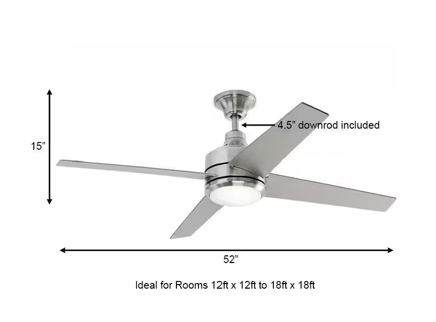 Home Decorators Collection Mercer 52 in. LED Indoor Brushed Nickel Ceiling Fan with Light Kit and Remote Control