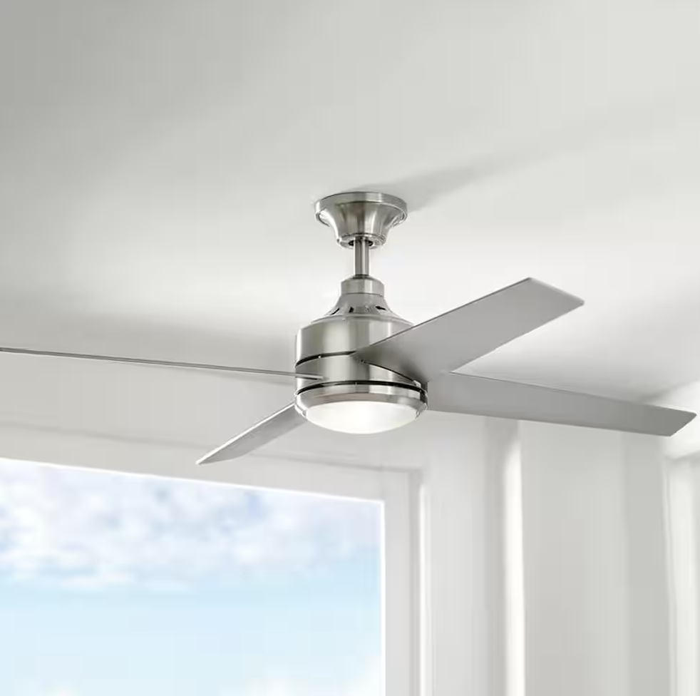 Home Decorators Collection Mercer 52 in. LED Indoor Brushed Nickel Ceiling Fan with Light Kit and Remote Control