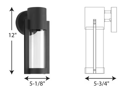 Progress Lighting Z-1030 LED 1-Light Black Clear Glass Modern Outdoor Small Wall Lantern Light