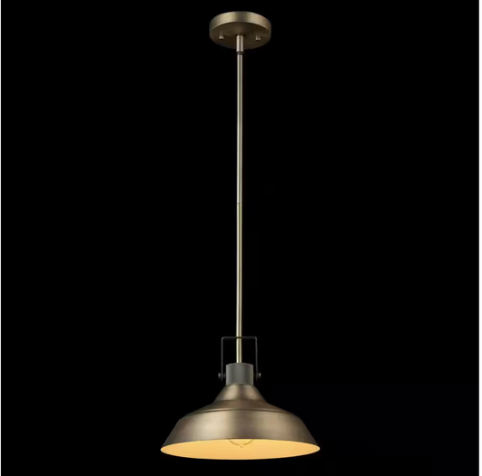 Globe Electric Sutton 1-Light Matte Brass Indoor Pendant Light with Textured Socket