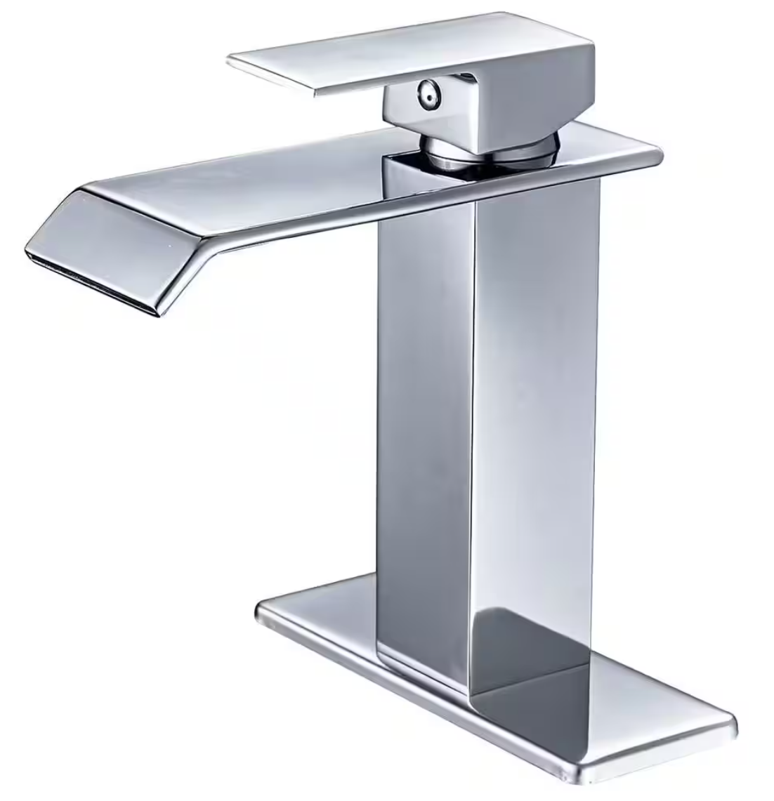 BWE Waterfall 1 Hole Single-Handle Low-Arc Bathroom Faucet in Polished Chrome