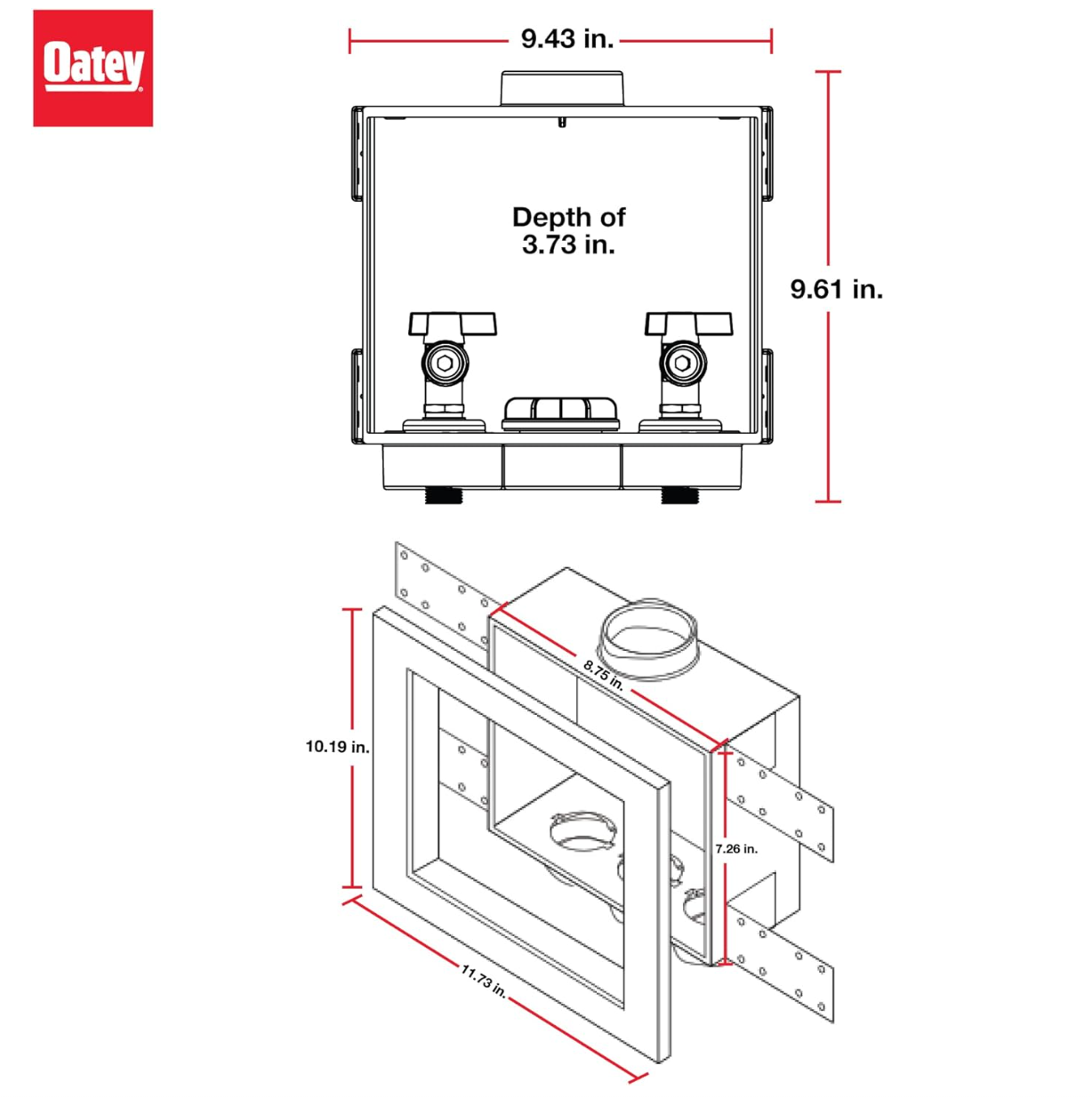 Oatey Quadtro 1/2 in. x 1/2 in. PEX Compatible Washing Machine Outlet Box with 1/4 Turn Valves