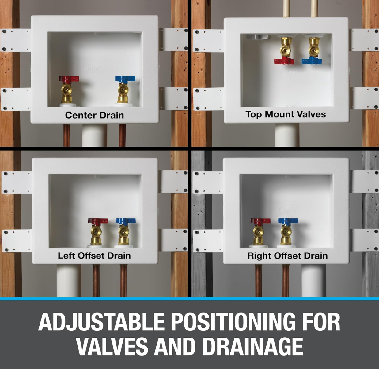 Oatey Quadtro 1/2 in. x 1/2 in. PEX Compatible Washing Machine Outlet Box with 1/4 Turn Valves