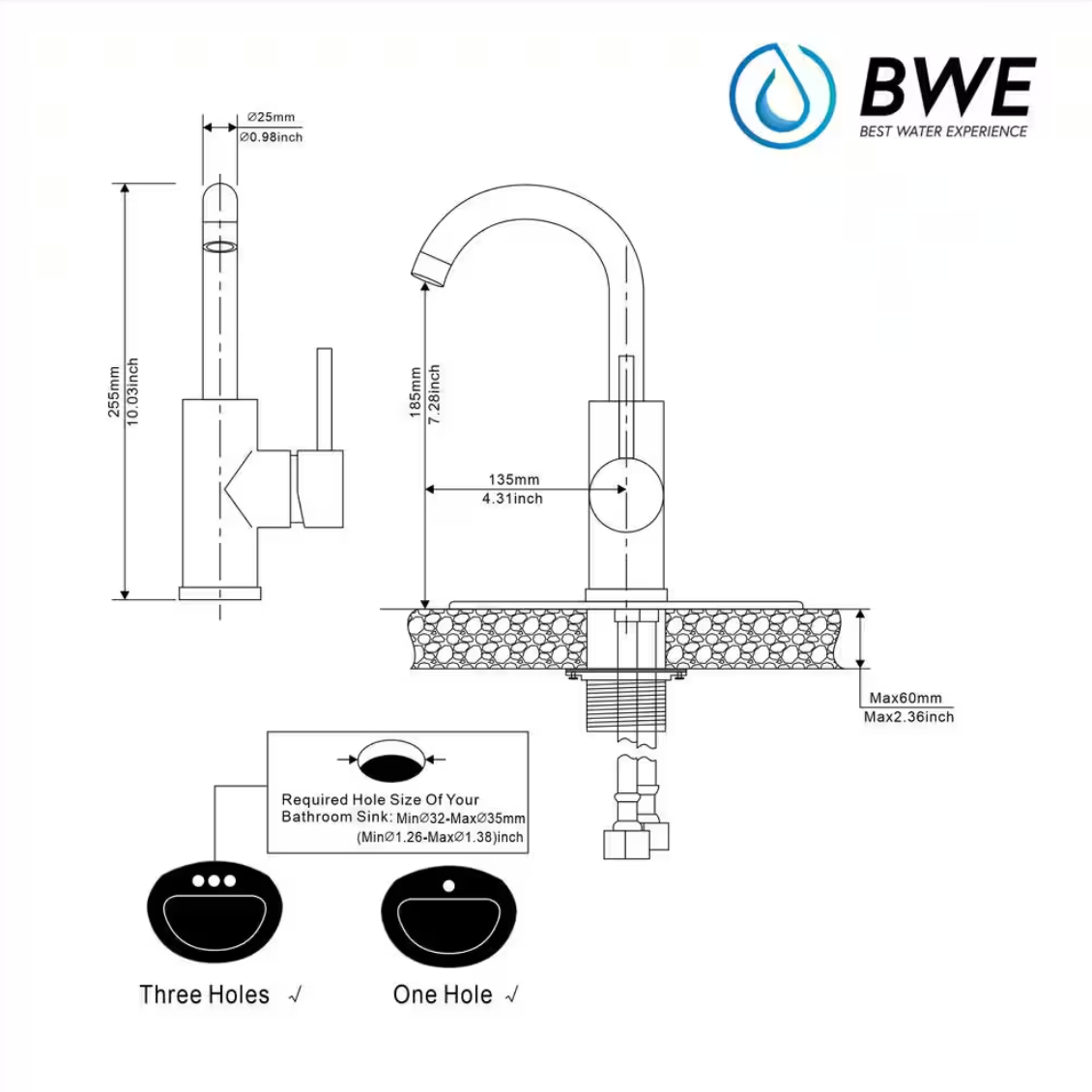 Single Hole Single-Handle Faucet with Swivel Spout in Stainless Steel