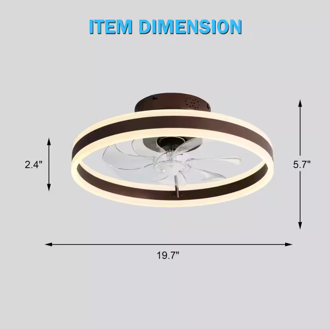 Oaks Aura 20 in. Integrated LED Indoor Brown Flush Mount Ceiling Fan with Light, Smart App Remote Control