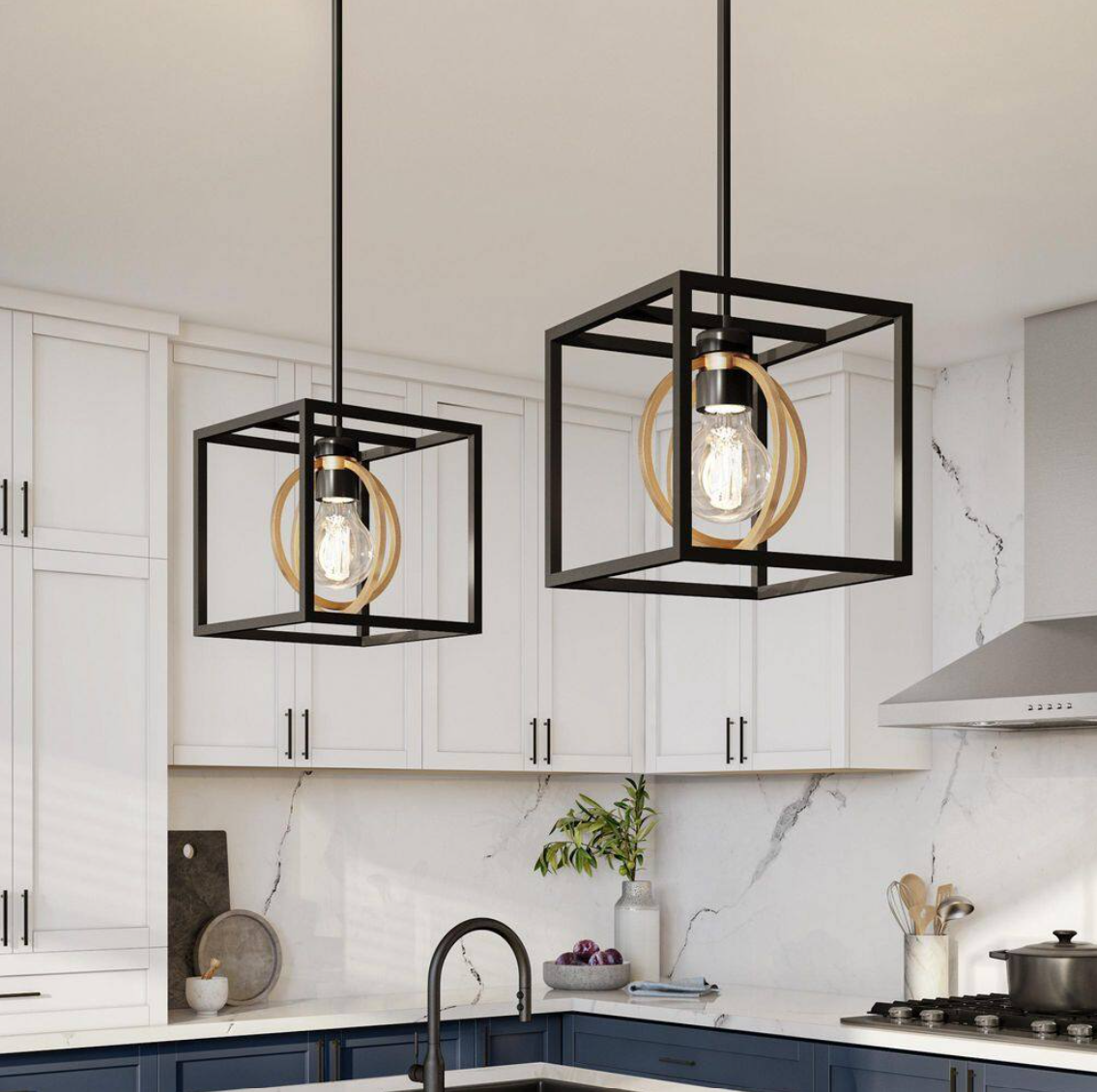 Kew Gardens 60 Watt 1 Light Matte Black and Old Satin Brass Convertible Pendant