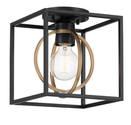 Kew Gardens 60 Watt 1 Light Matte Black and Old Satin Brass Convertible Pendant