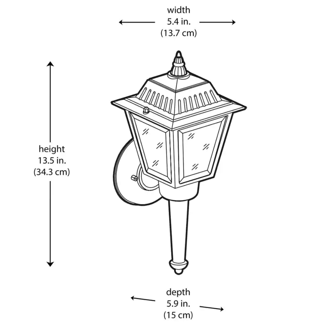 13.5 in. 1-Light Black Outdoor Wall Light Fixture Sconce with Clear Glass