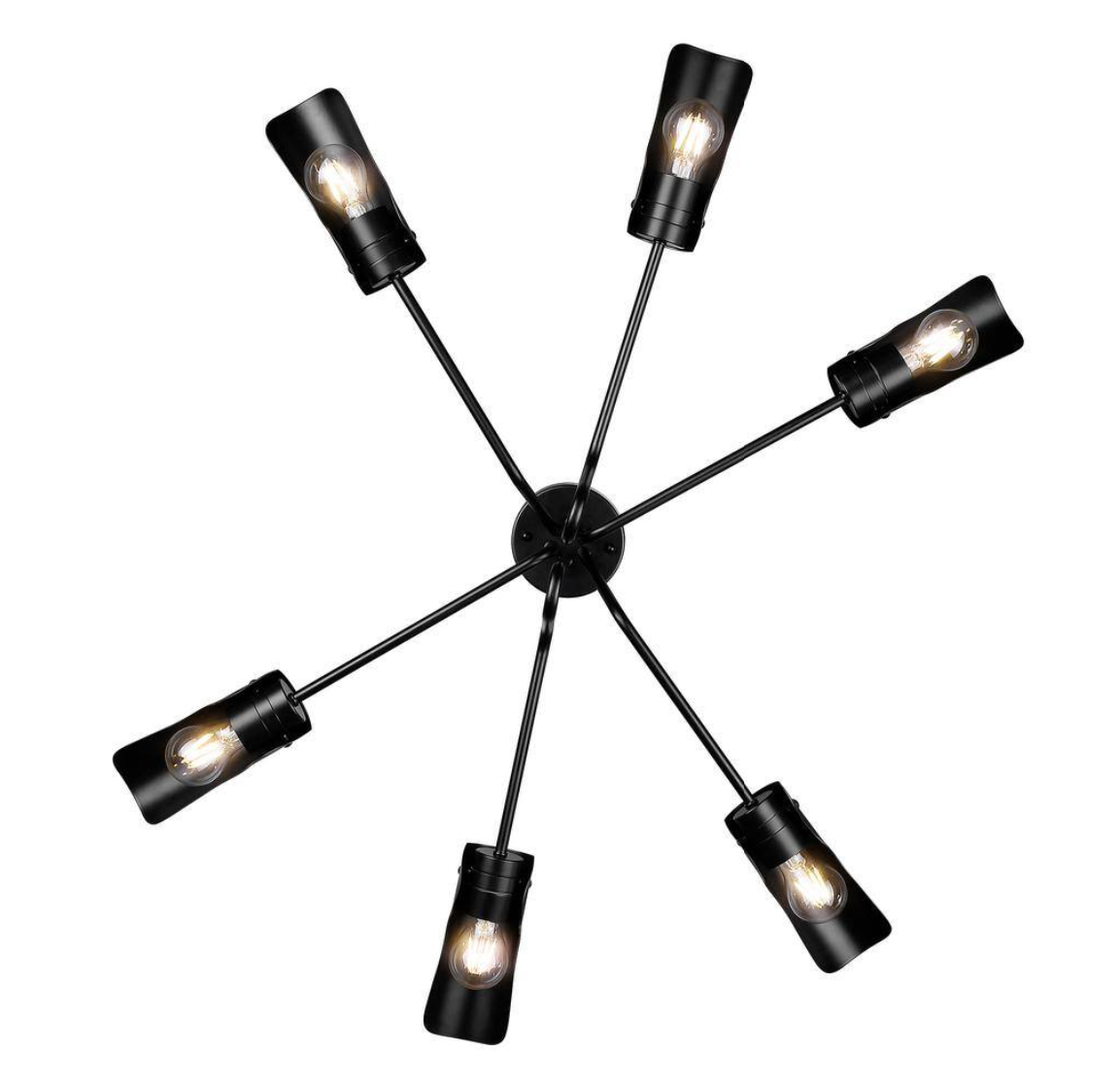 Golden Lighting Newton 39.625 in. 6-Light Matte Black Semi-Flush Mount