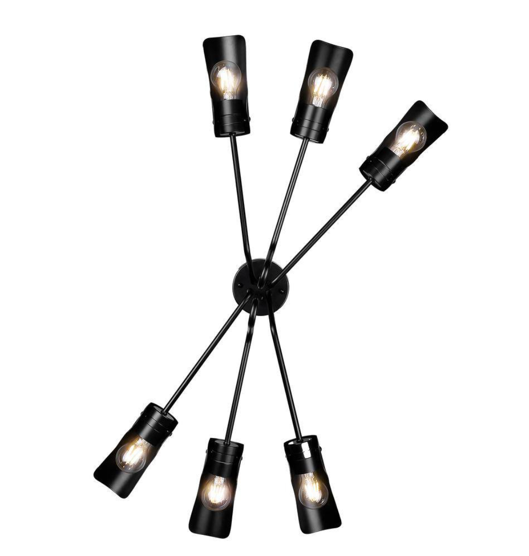 Golden Lighting Newton 39.625 in. 6-Light Matte Black Semi-Flush Mount