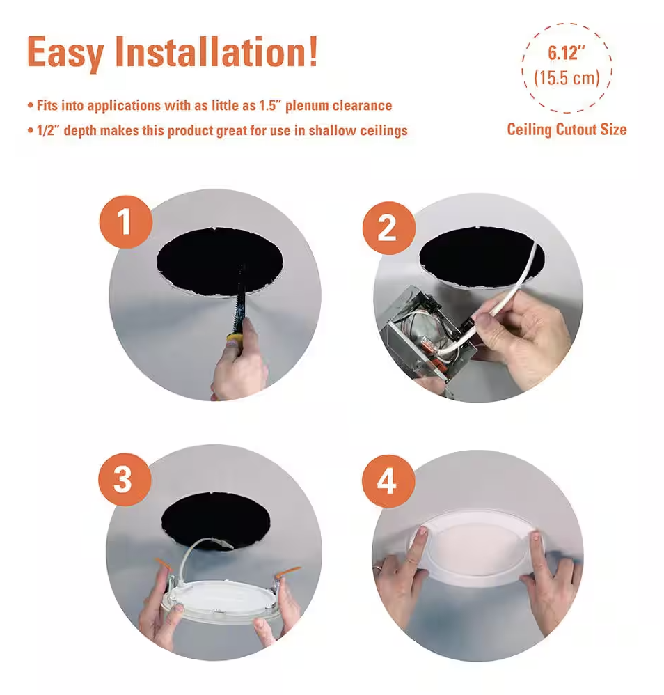 HALO HLB 6 Inch Selectable CCT New Construction or Remodel Canless Recessed Integrated LED Kit