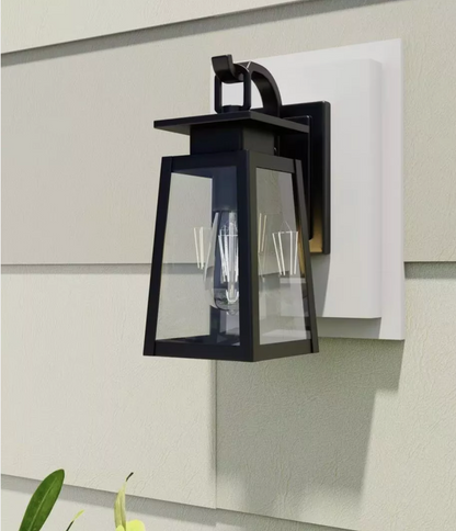 Pia Ricco 1-Light Black Outdoor Wall Lantern Wall Sconce for Porch Light (2-Pack)