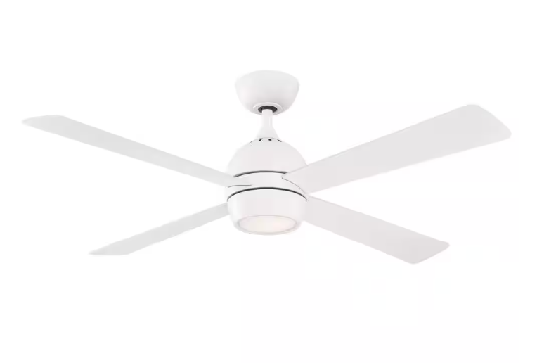 Kwad 52 in. Integrated LED Matte White Ceiling Fan with Opal Frosted Glass Light Kit and Remote Control